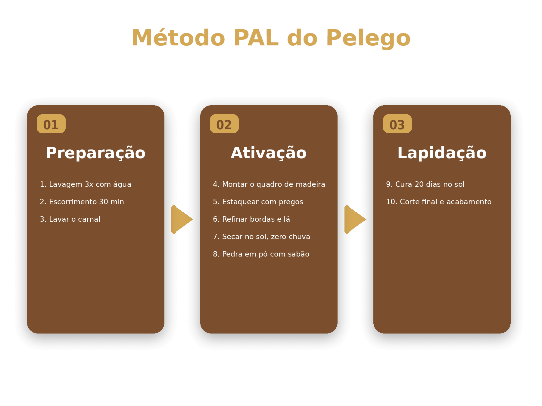 Metodo do Pelego: as tres fases Preparacao, Ativacao e Lapidacao