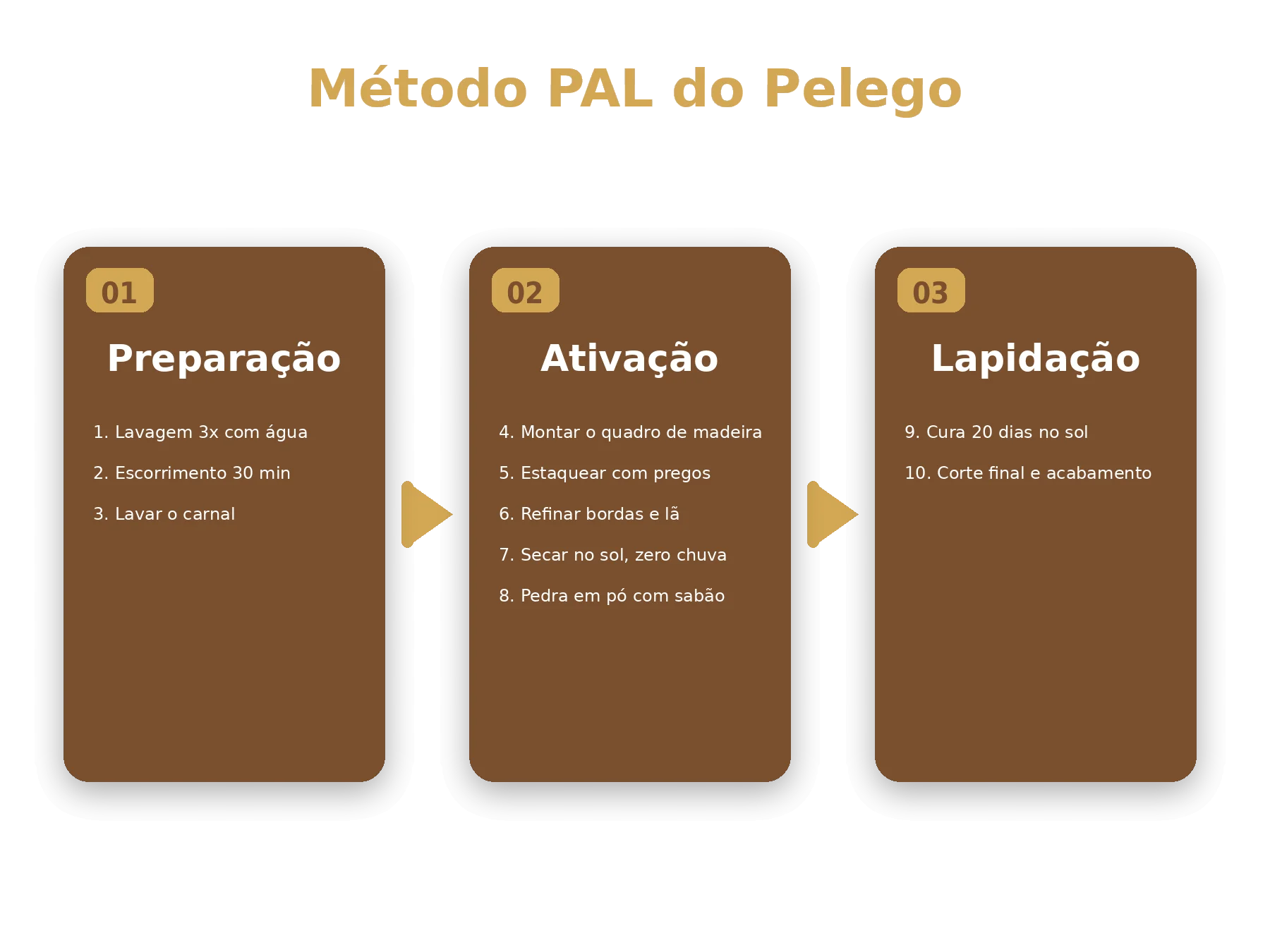 Metodo do Pelego: as tres fases Preparacao, Ativacao e Lapidacao